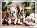 Buldogi francuskie, Szczeniaki, Psy, Dwa